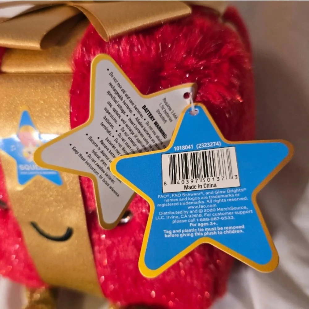 Red and Gold Plush Gift Box glow bright FAO Schwartz